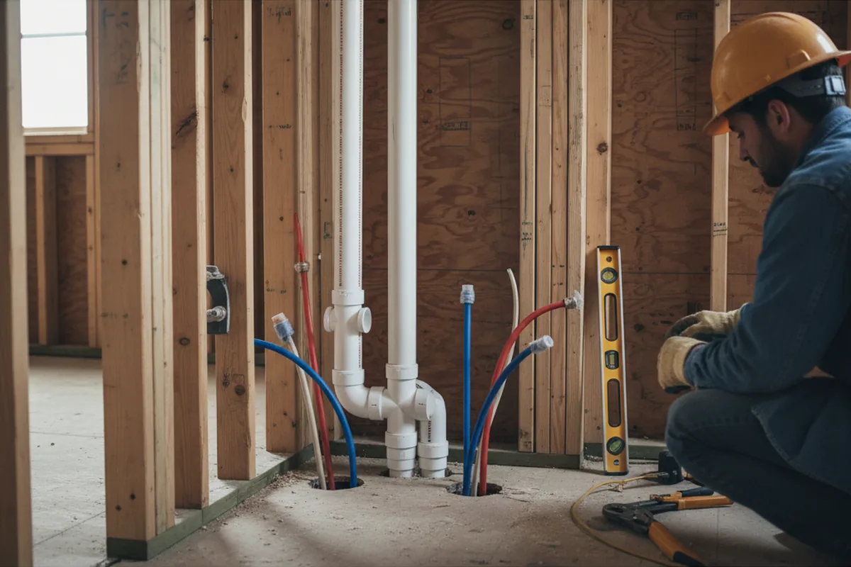 Drain and supply rough-in during Leak Detection in Ambler
