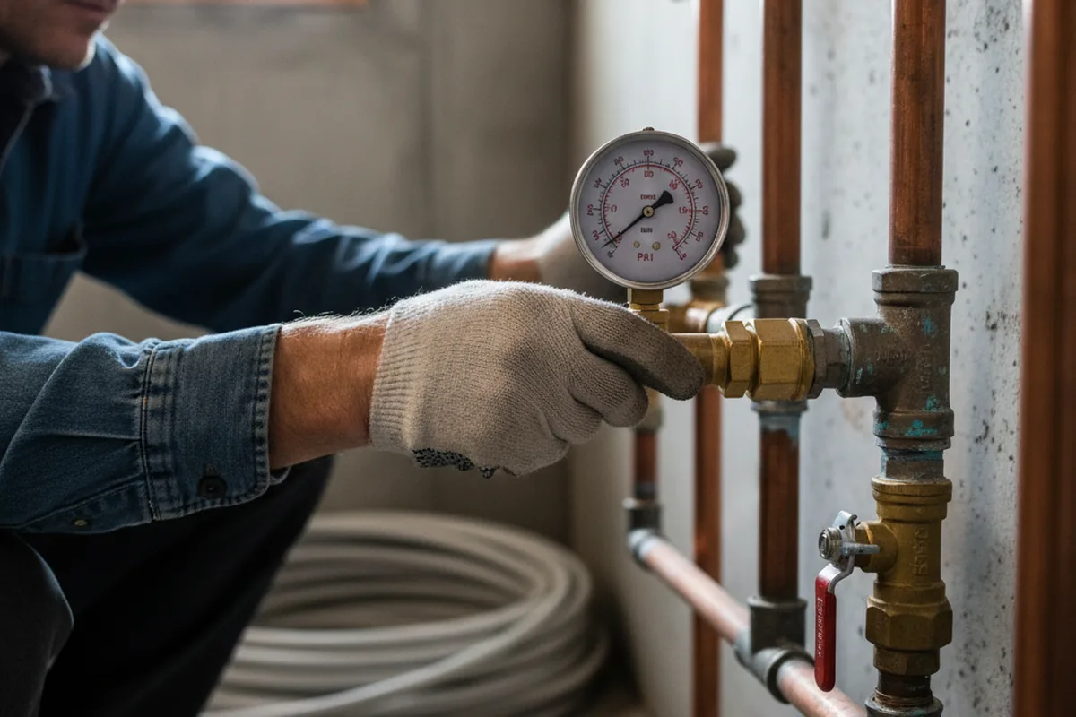 Pressure testing a repaired line during Water Line Repair in Ambler